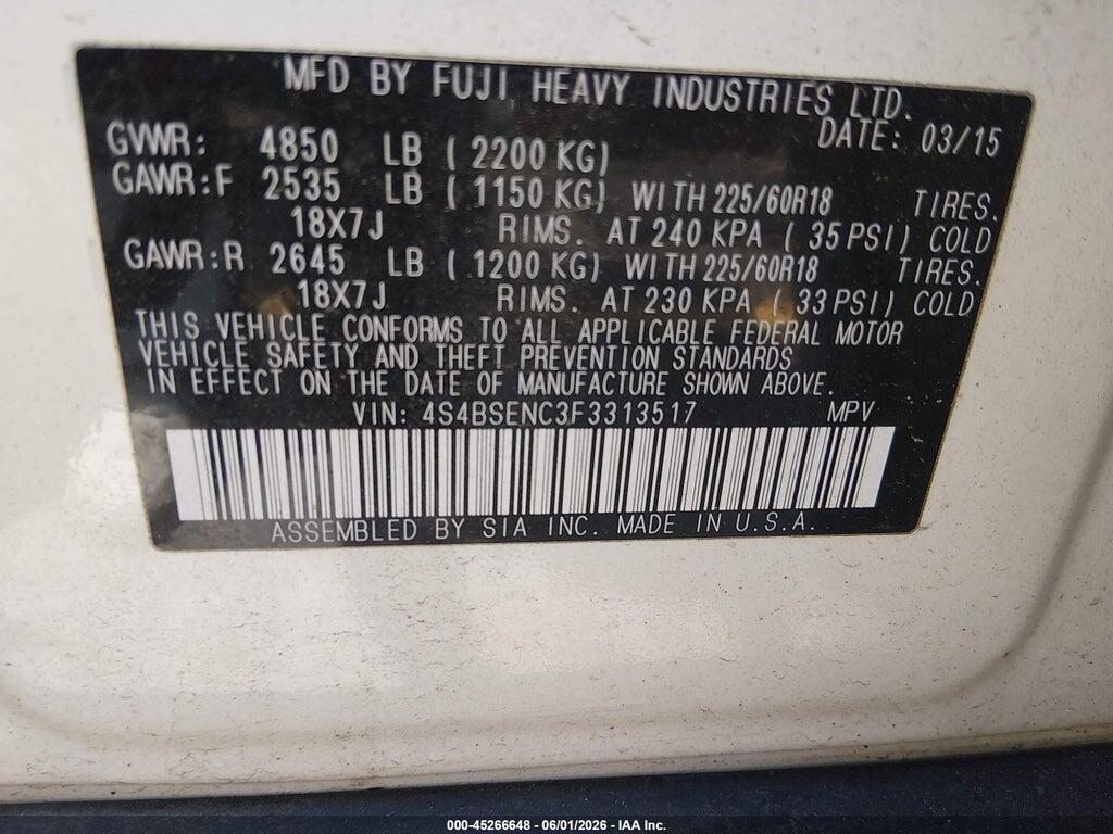 4S4BSENC3F3313517 2015 SUBARU OUTBACK photo no. 9