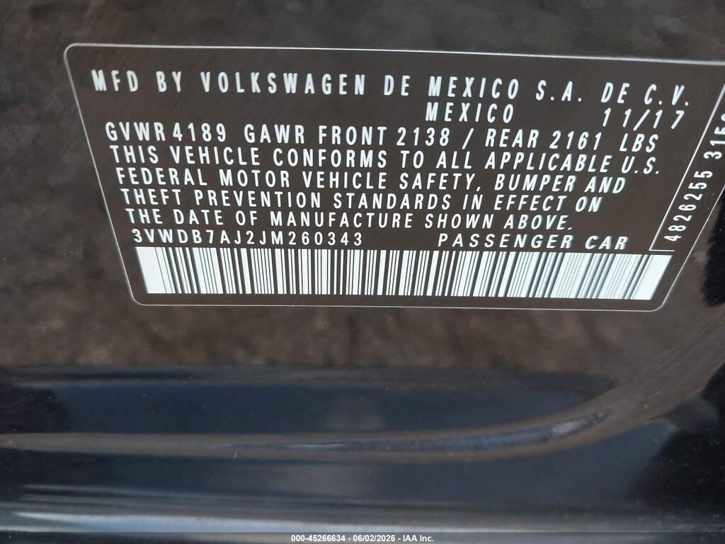 3VWDB7AJ2JM260343 2018 VOLKSWAGEN JETTA photo no. 9