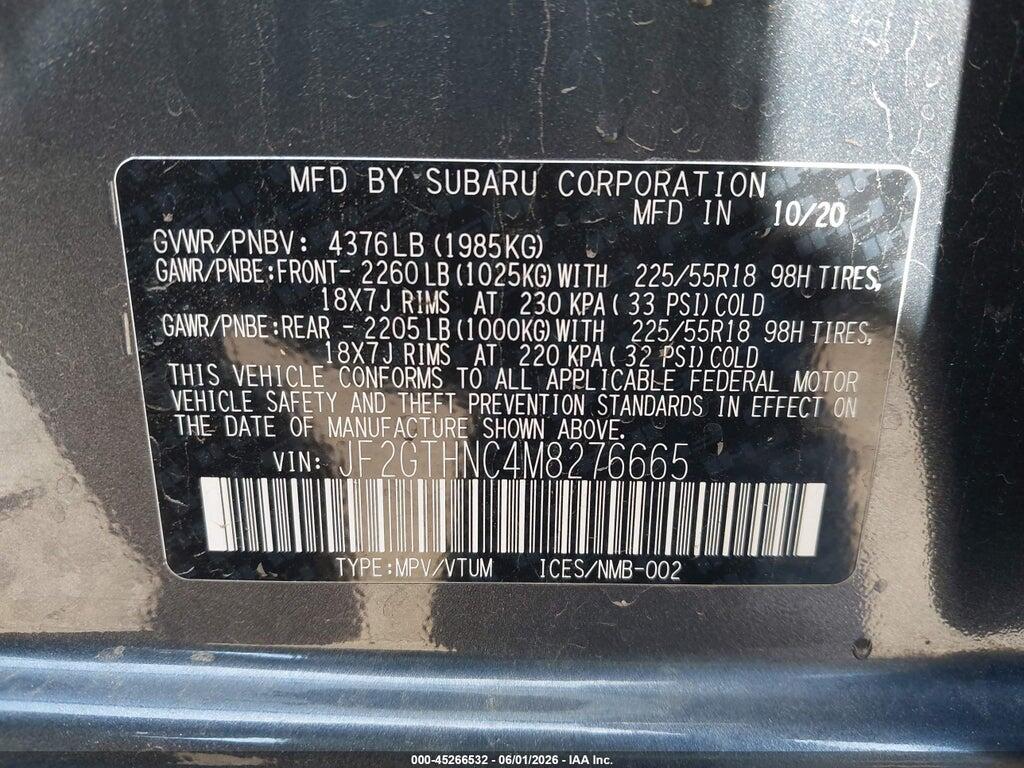 JF2GTHNC4M8276665 2021 SUBARU CROSSTREK photo no. 9