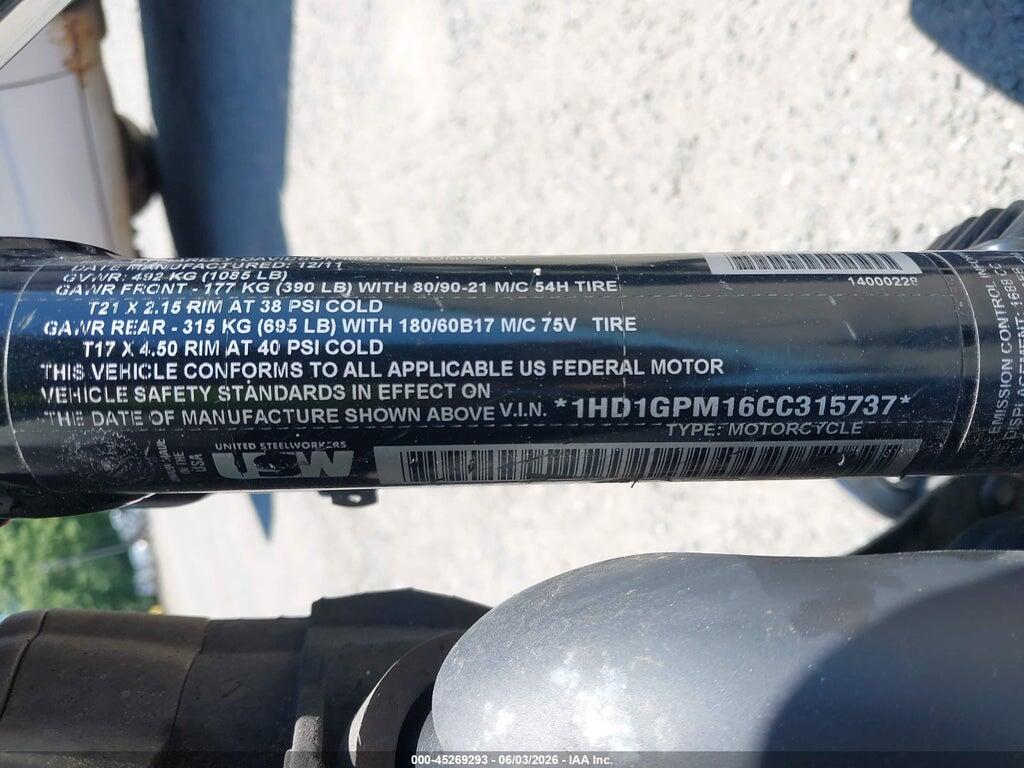 1HD1GPM16CC315737 2012 HARLEY-DAVIDSON FXDWG photo no. 10