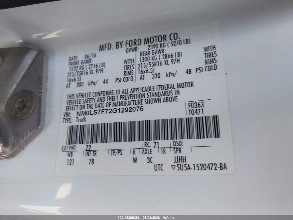 NM0LS7F72G1292076 2016 FORD TRANSIT CONNECT photo no. 9