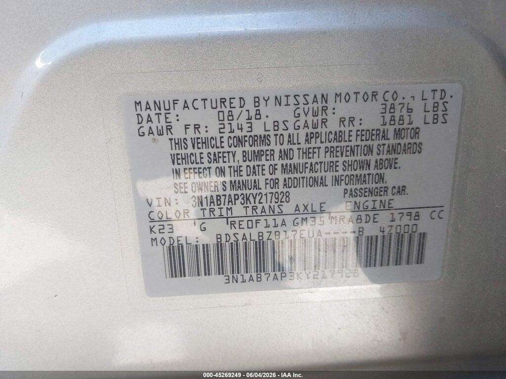 3N1AB7AP3KY217928 2019 NISSAN SENTRA photo no. 9