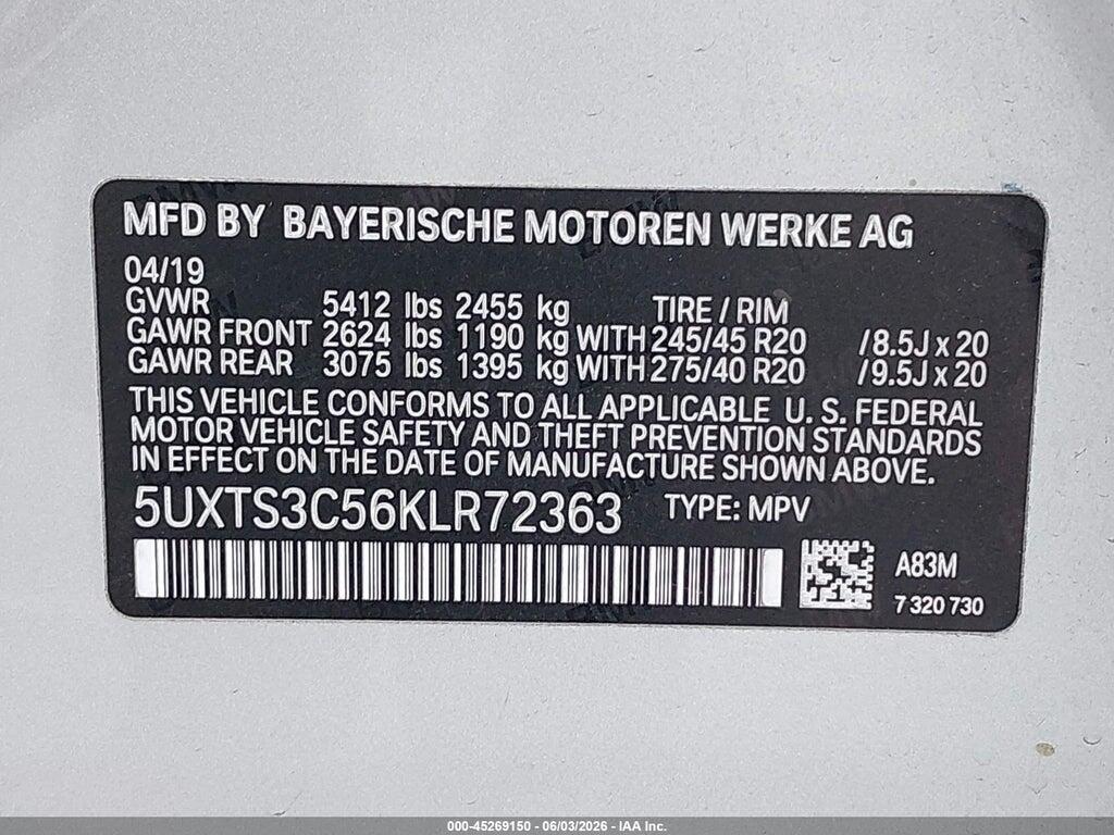 5UXTS3C56KLR72363 2019 BMW X3 photo no. 9