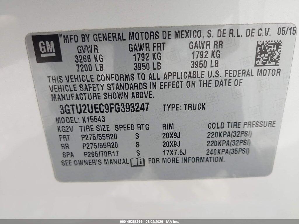3GTU2UEC9FG393247 2015 GMC SIERRA 1500 photo no. 9