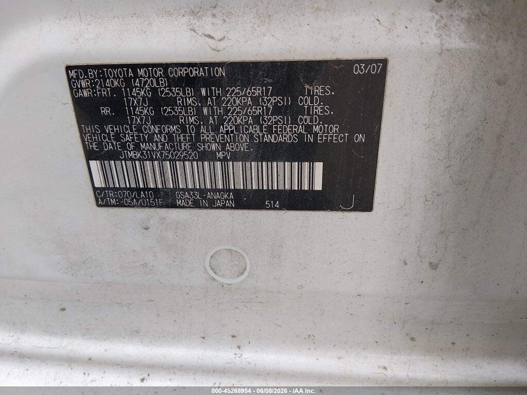 JTMBK31VX75029520 2007 TOYOTA RAV4 photo no. 9