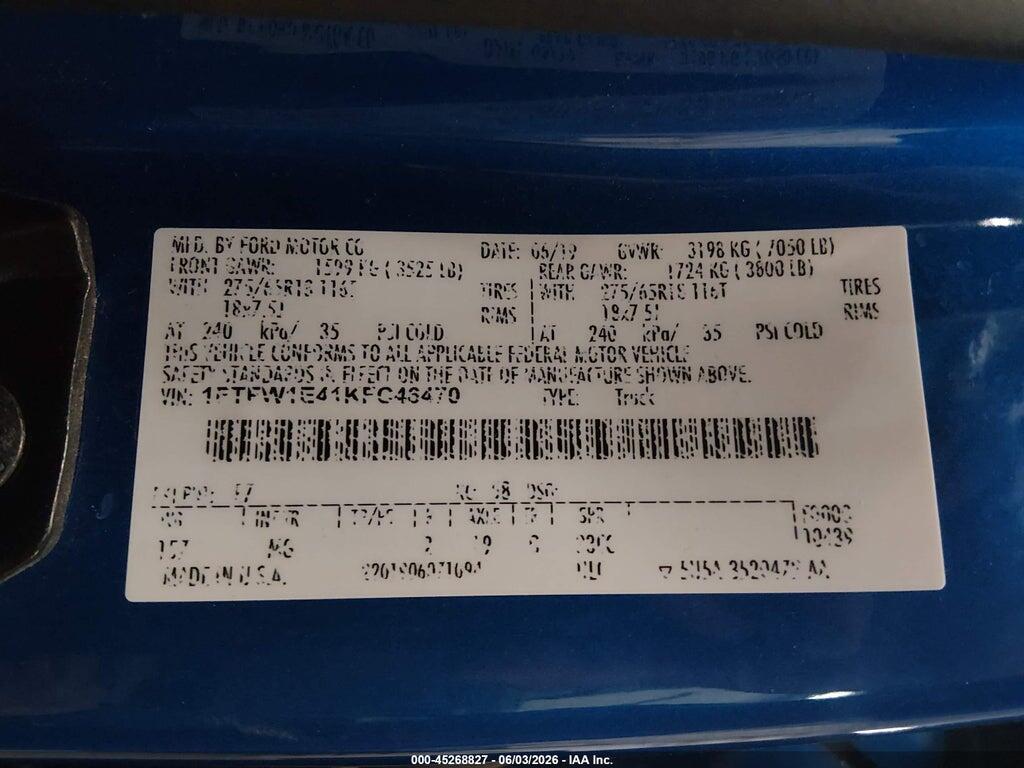 1FTFW1E41KFC46470 2019 FORD F-150 photo no. 9