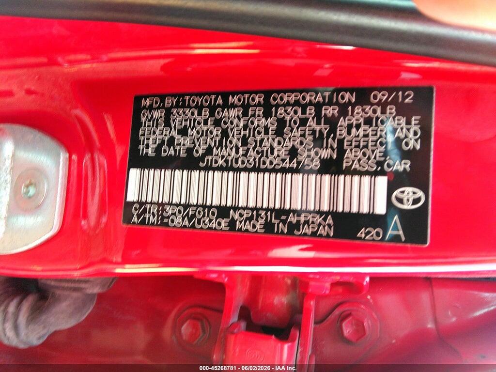 JTDKTUD31DD544758 2013 TOYOTA YARIS photo no. 9