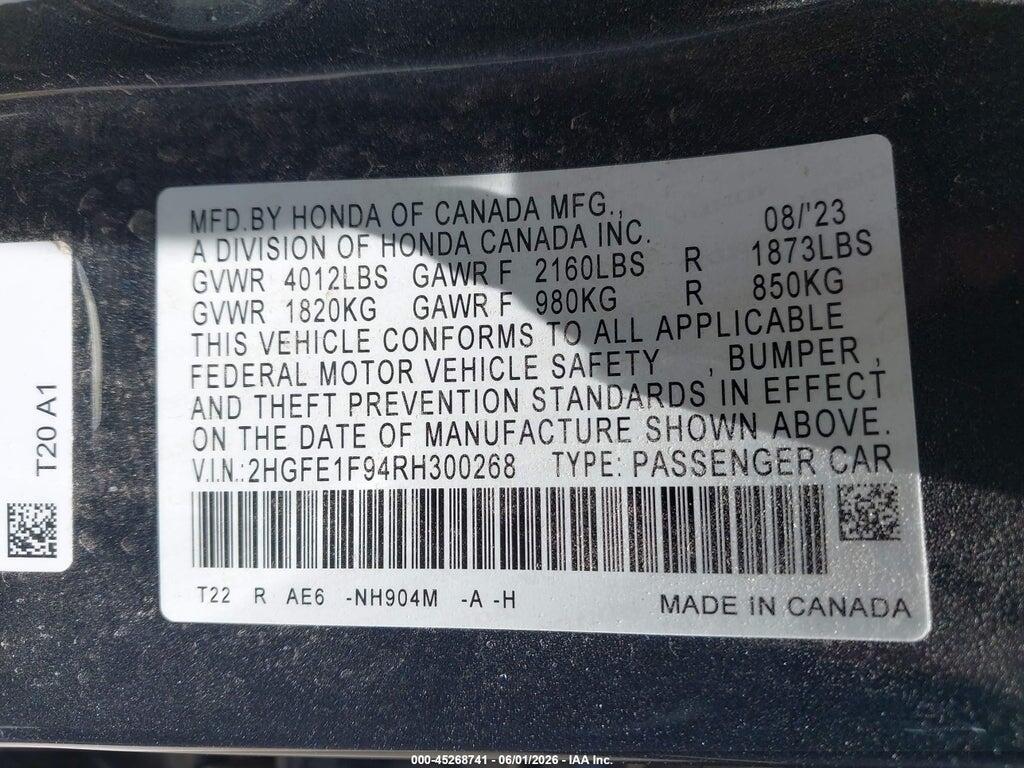 2HGFE1F94RH300268 2024 HONDA CIVIC photo no. 9