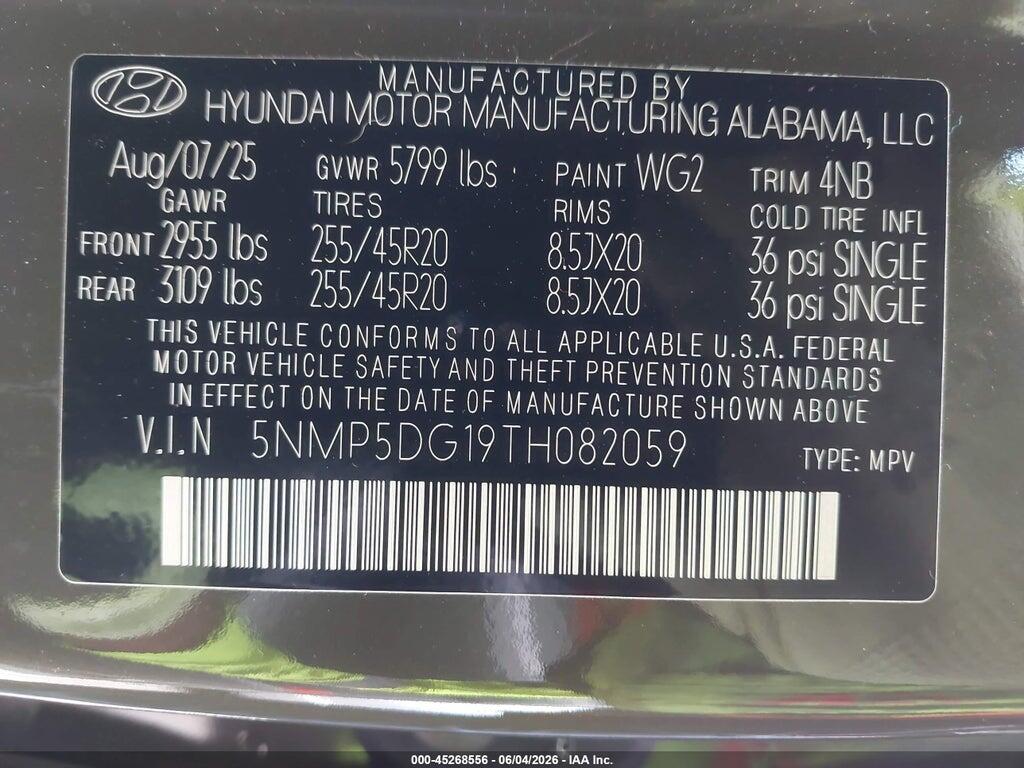 5NMP5DG19TH082059 2026 HYUNDAI SANTA FE HYBRID photo no. 9