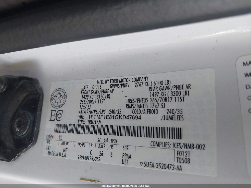 1FTMF1E81GKD47694 2016 FORD F-150 photo no. 9