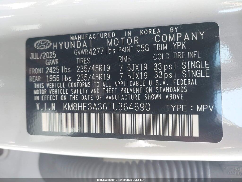KM8HE3A36TU364690 2026 HYUNDAI KONA photo no. 9