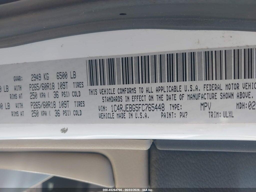 1C4RJEBG5FC765448 2015 JEEP GRAND CHEROKEE photo no. 9