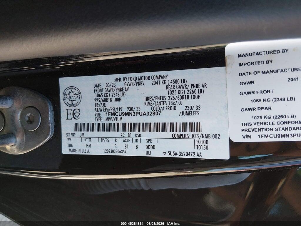 1FMCU9MN3PUA32807 2023 FORD ESCAPE photo no. 9