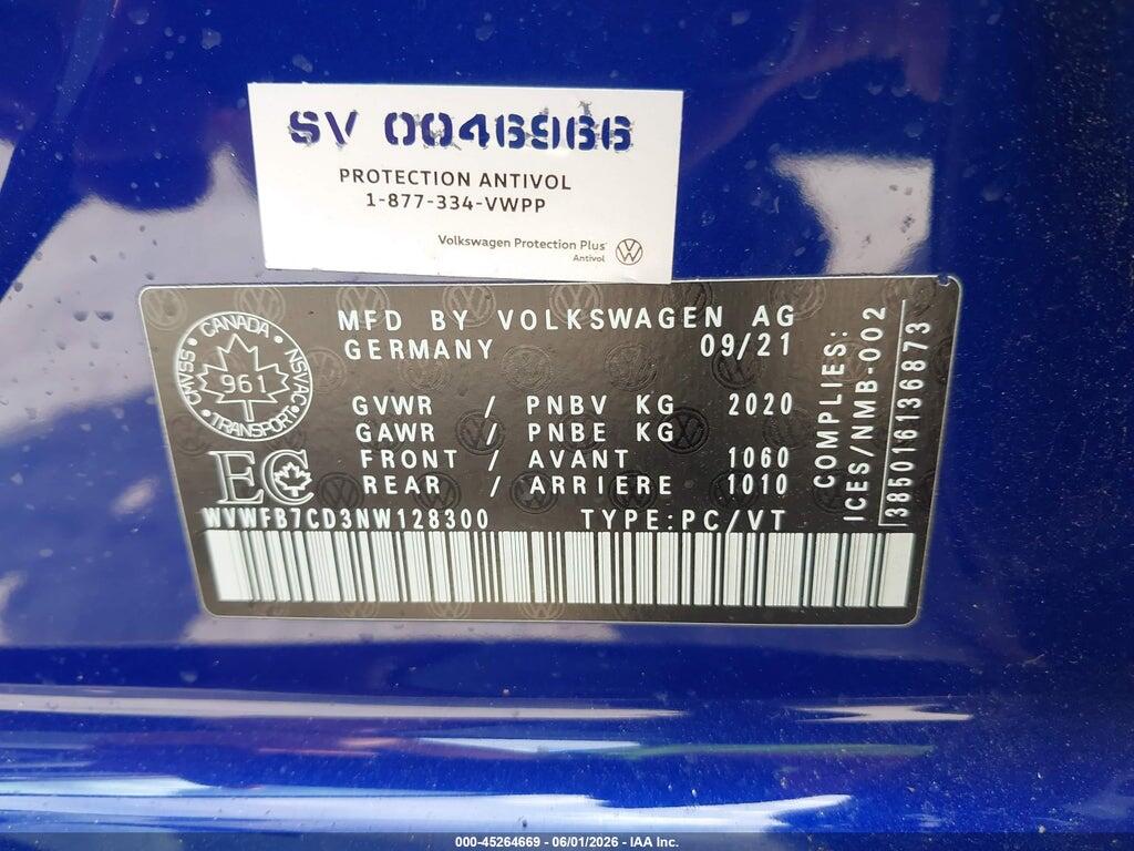 WVWFB7CD3NW128300 2022 VOLKSWAGEN GOLF R photo no. 9