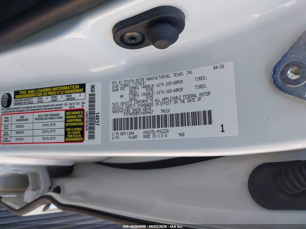 5TFMA5DB5TX409467 2026 TOYOTA TUNDRA photo no. 9