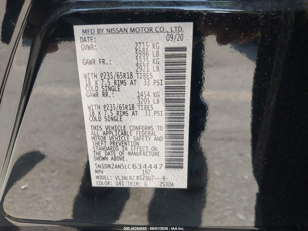5N1DR2AN5LC634447 2020 NISSAN PATHFINDER photo no. 9