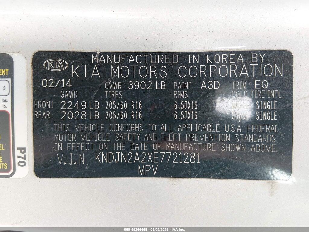 KNDJN2A2XE7721281 2014 KIA SOUL photo no. 9