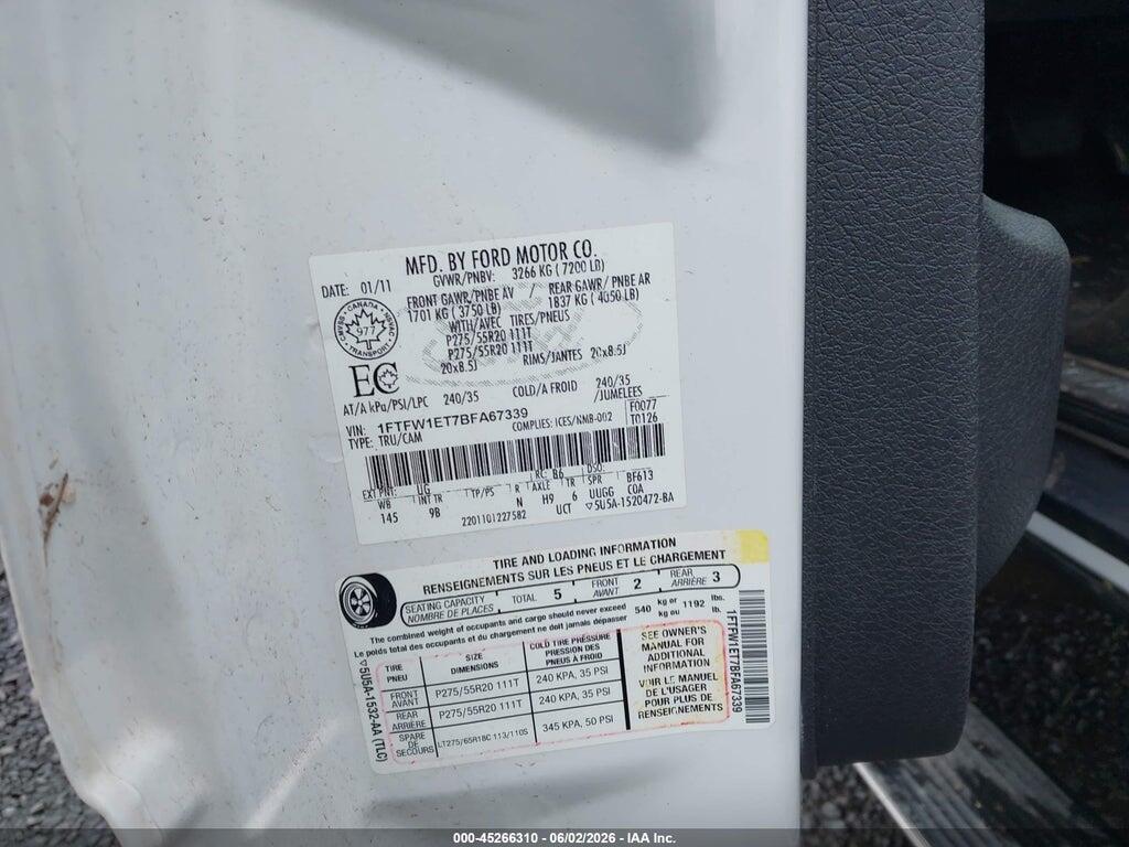 1FTFW1ET7BFA67339 2011 FORD F-150 photo no. 9