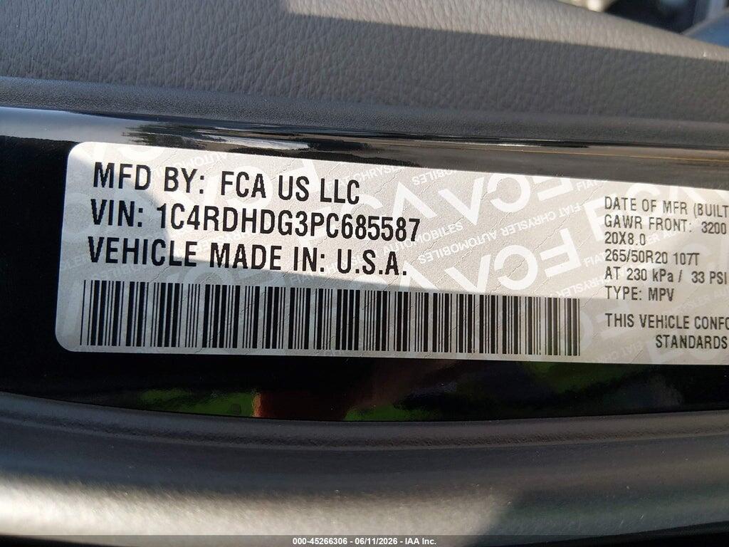 1C4RDHDG3PC685587 2023 DODGE DURANGO photo no. 9