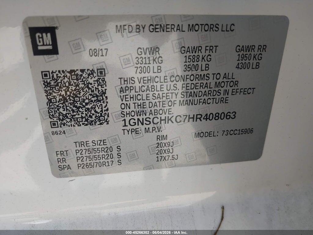 1GNSCHKC7HR408063 2017 CHEVROLET SUBURBAN photo no. 9