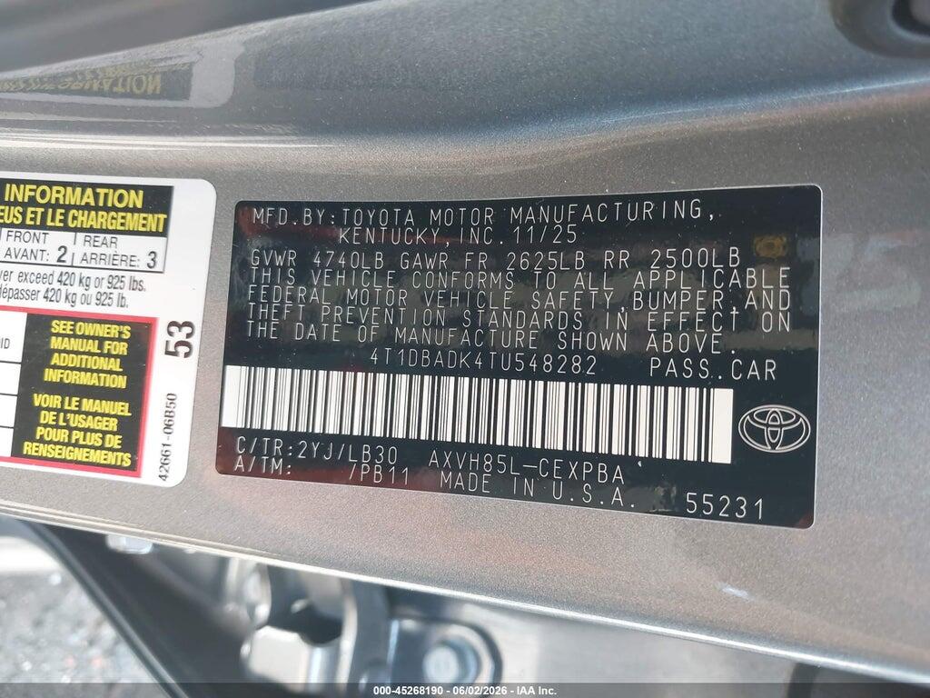 4T1DBADK4TU548282 2026 TOYOTA CAMRY photo no. 9