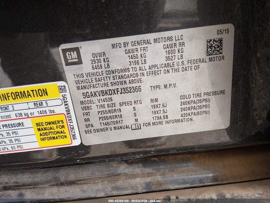 5GAKVBKDXFJ352366 2015 BUICK ENCLAVE photo no. 9
