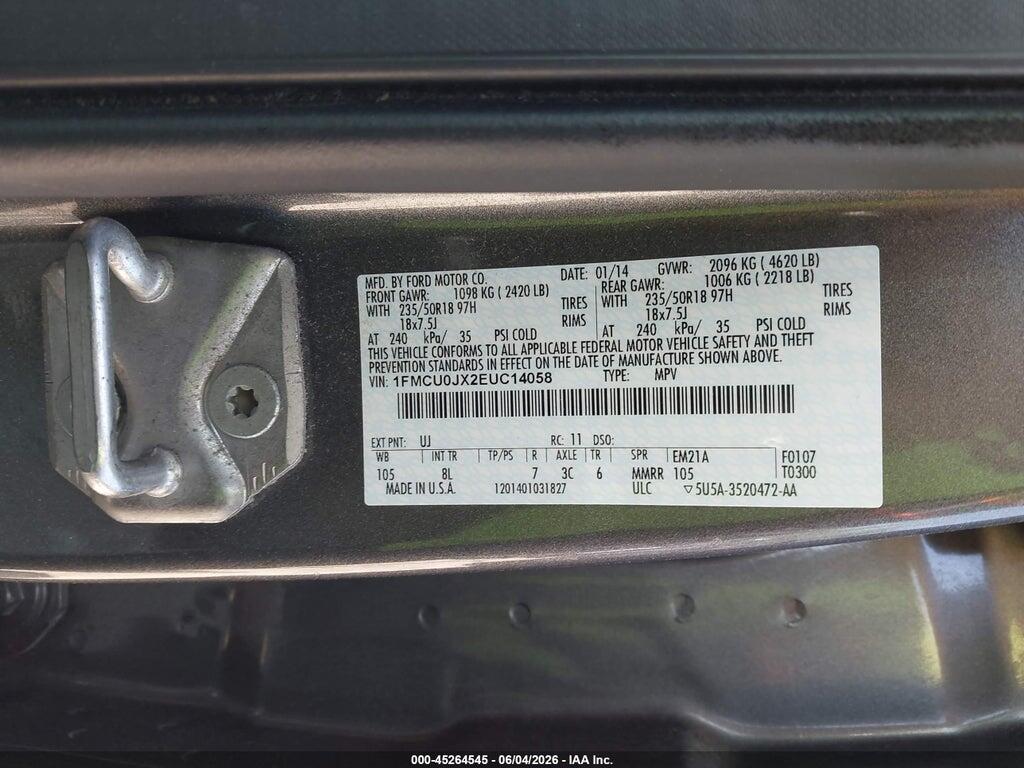 1FMCU0JX2EUC14058 2014 FORD ESCAPE photo no. 9