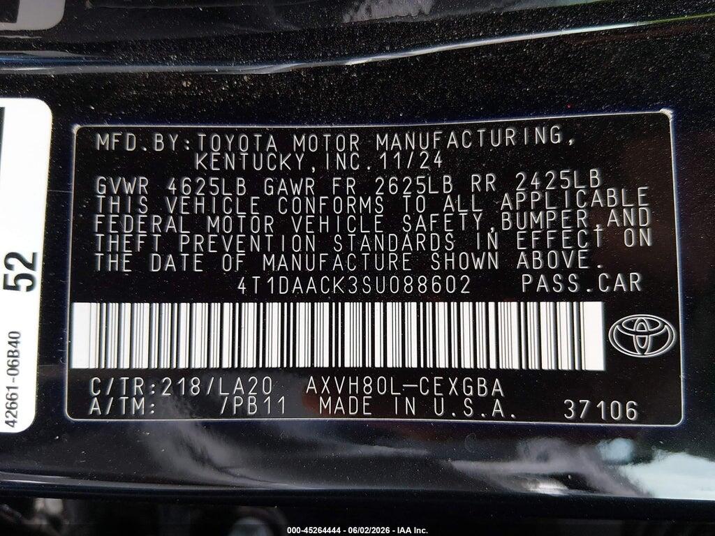 4T1DAACK3SU088602 2025 TOYOTA CAMRY photo no. 9