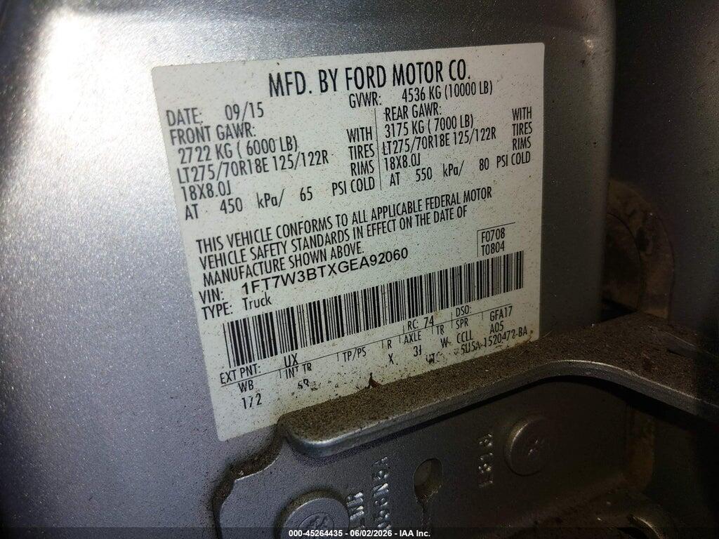 1FT7W3BTXGEA92060 2016 FORD SUPER DUTY F-350 SRW photo no. 9