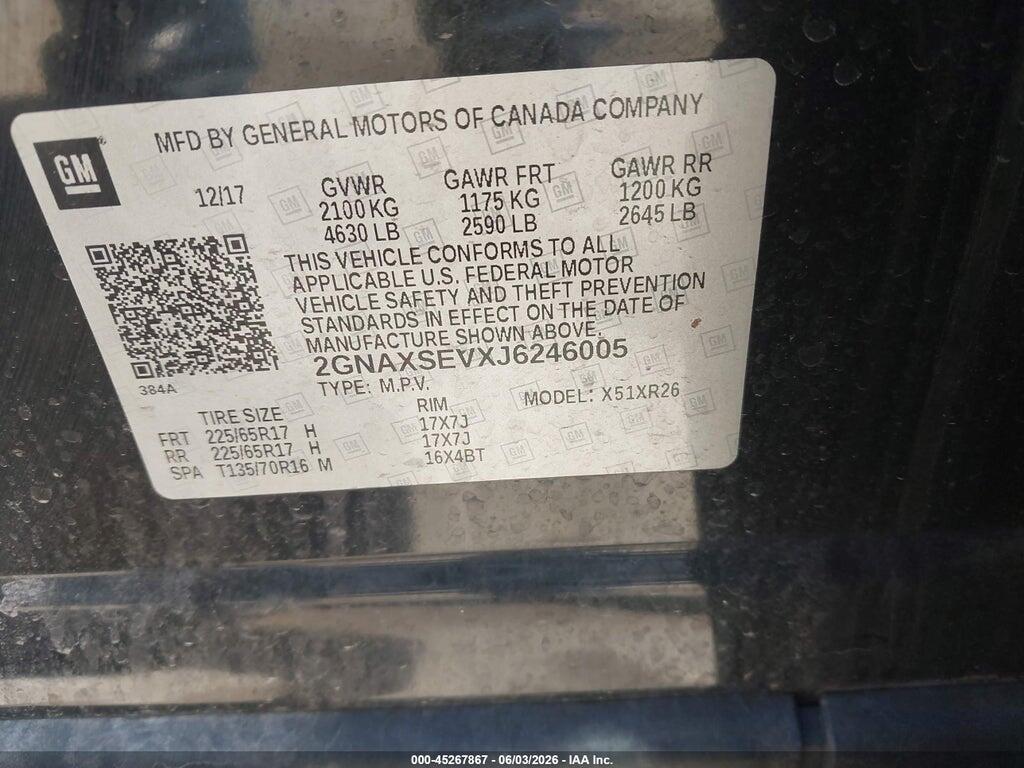 2GNAXSEVXJ6246005 2018 CHEVROLET EQUINOX photo no. 9