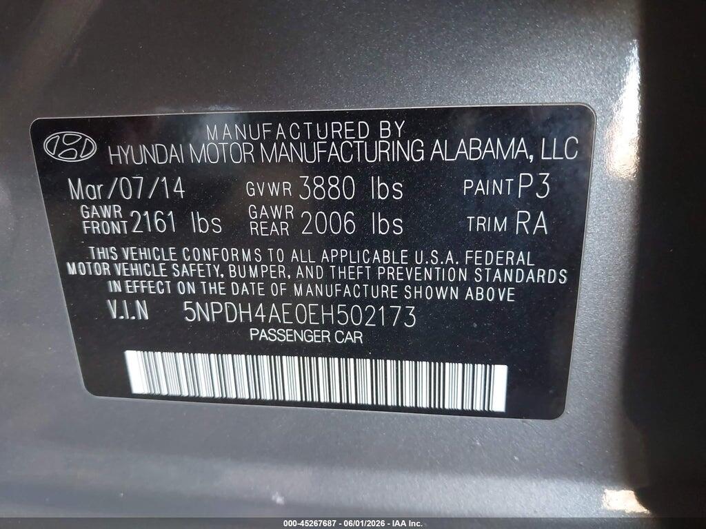 5NPDH4AE0EH502173 2014 HYUNDAI ELANTRA photo no. 9