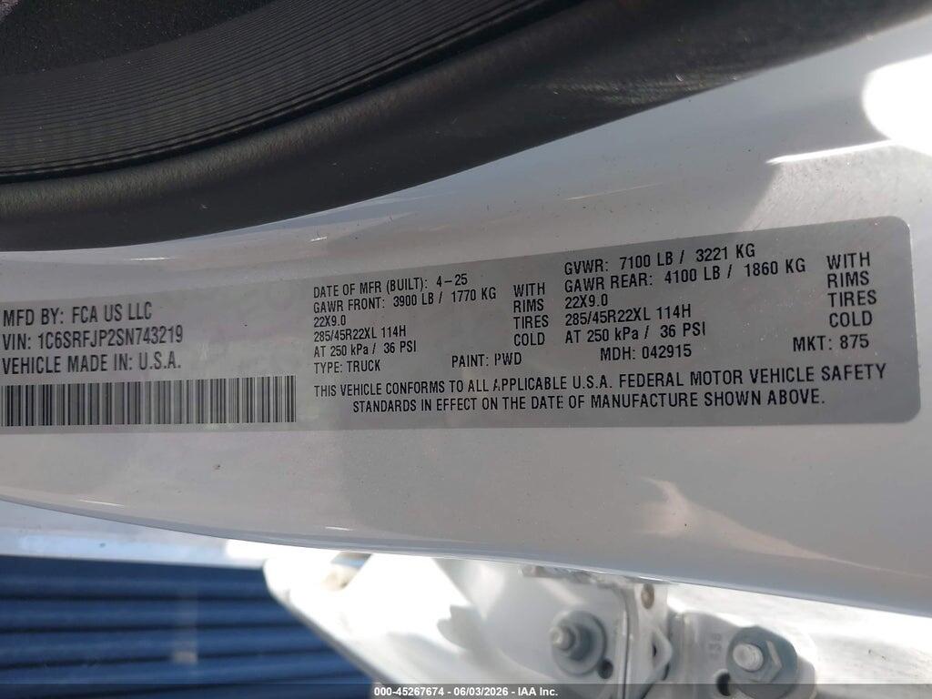 1C6SRFJP2SN743219 2025 RAM 1500 photo no. 9