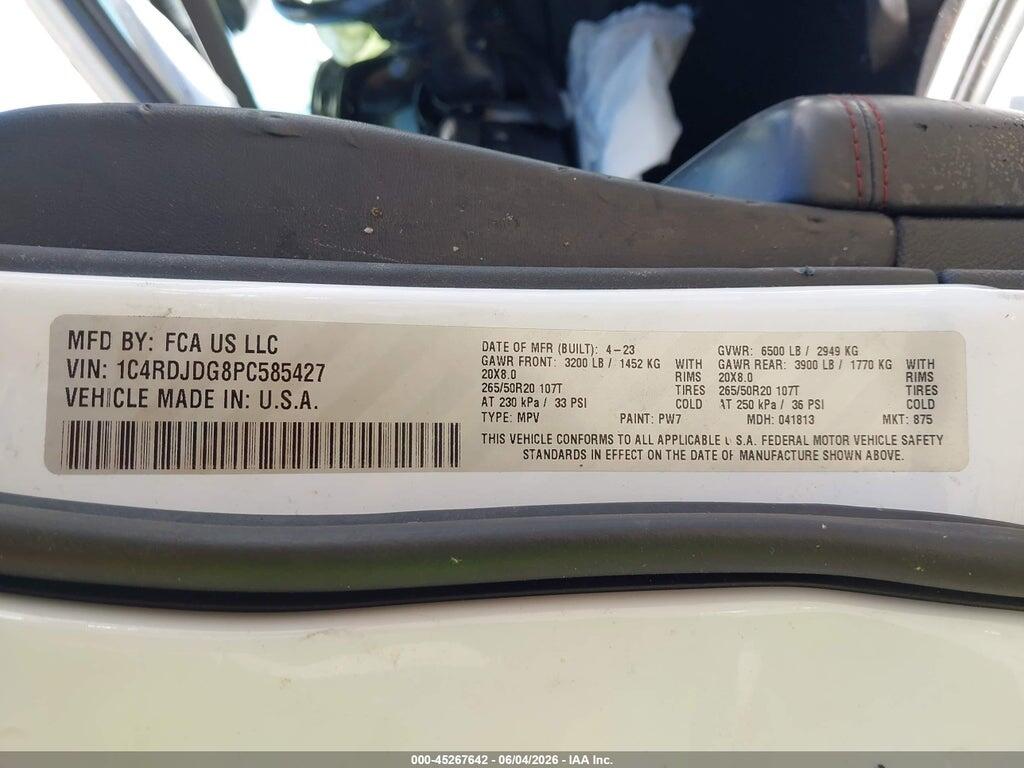 1C4RDJDG8PC585427 2023 DODGE DURANGO photo no. 9