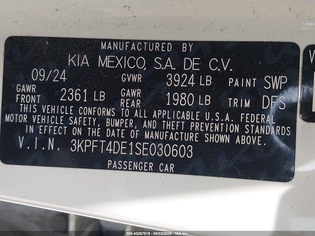 3KPFT4DE1SE030603 2025 KIA K4 photo no. 9