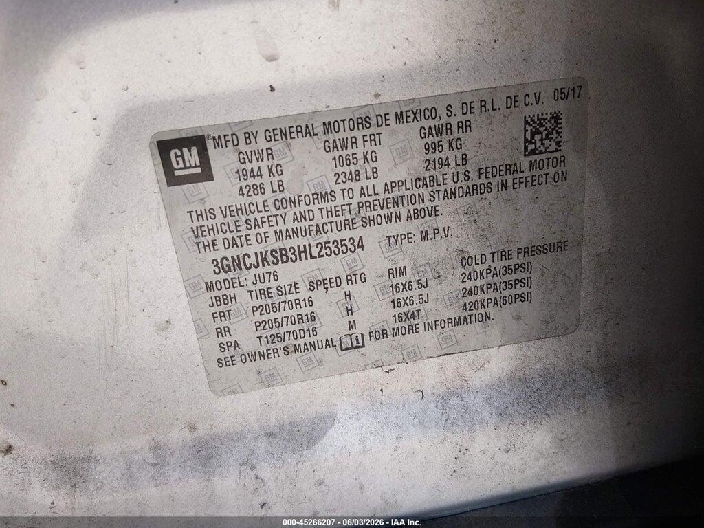 3GNCJKSB3HL253534 2017 CHEVROLET TRAX photo no. 9