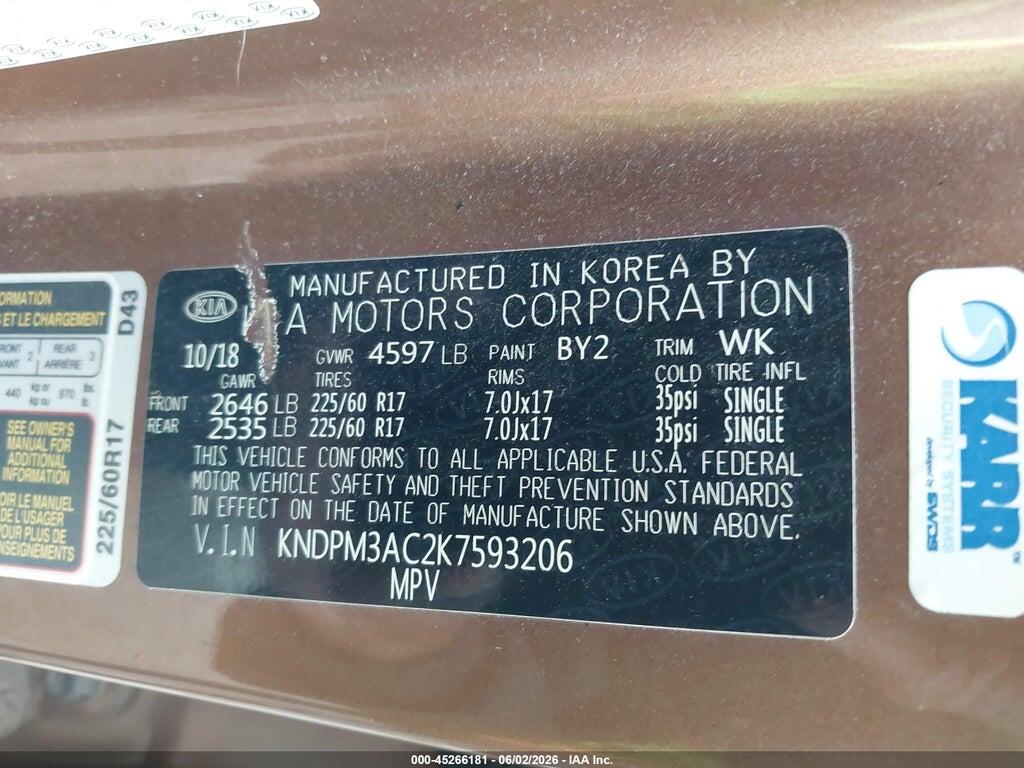 KNDPM3AC2K7593206 2019 KIA SPORTAGE photo no. 9