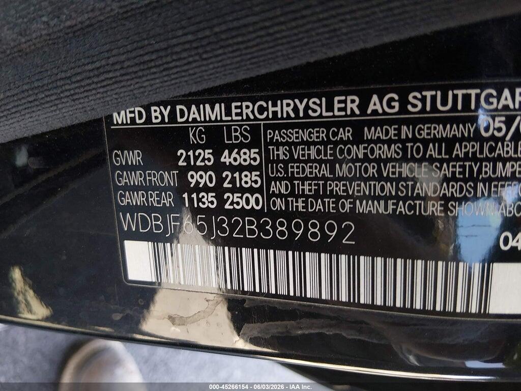 WDBJF65J32B389892 2002 MERCEDES-BENZ E 320 photo no. 9