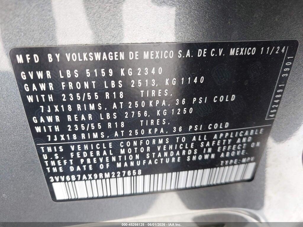 3VV6B7AX9RM227658 2024 VOLKSWAGEN TIGUAN photo no. 9
