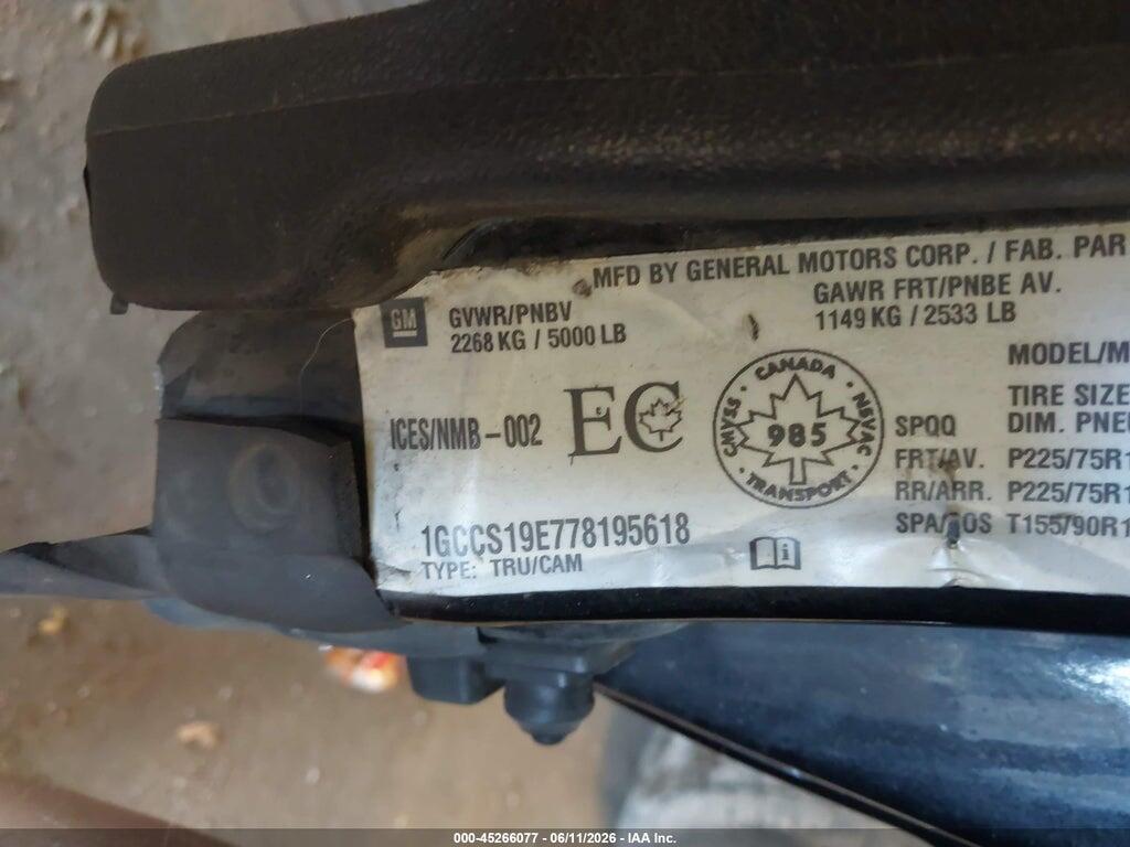 1GCCS19E778195618 2007 CHEVROLET COLORADO photo no. 9