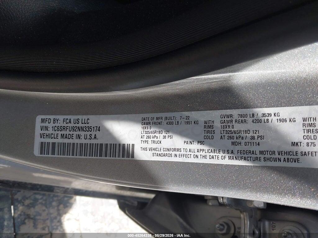 1C6SRFU92NN335174 2022 RAM 1500 photo no. 9
