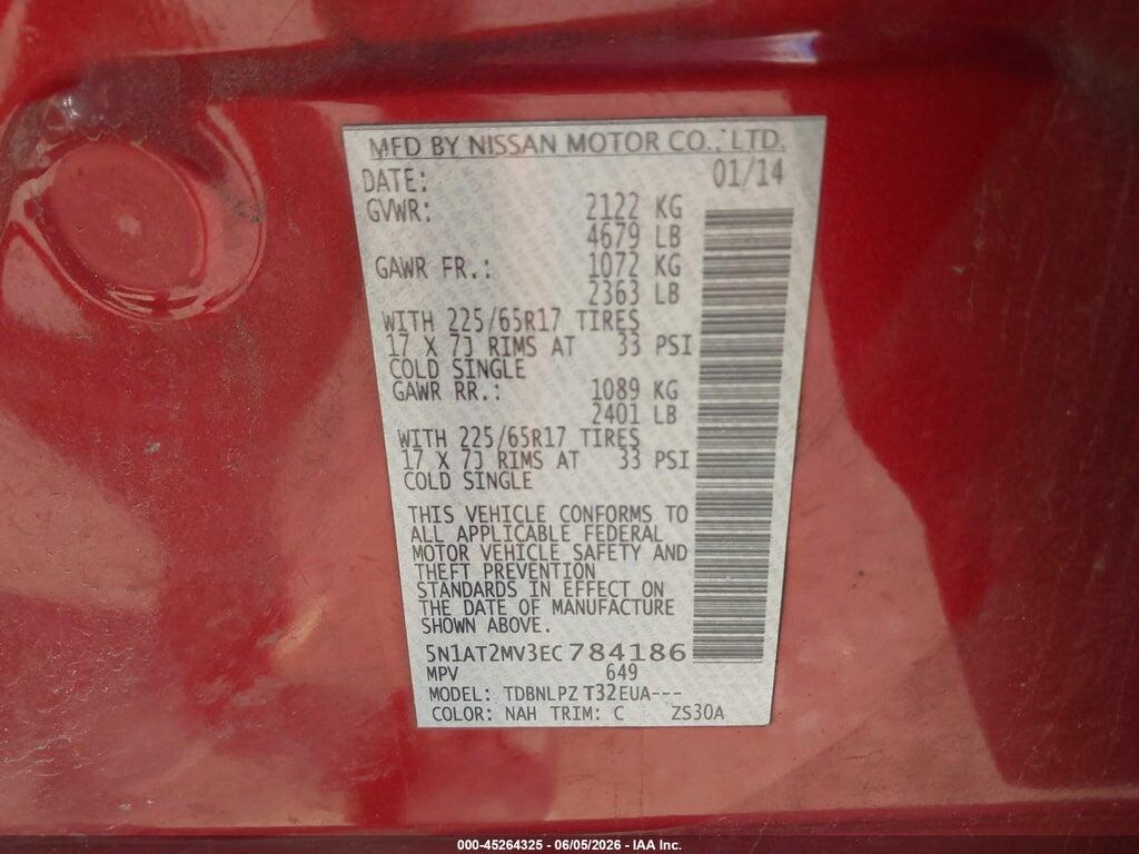 5N1AT2MV3EC784186 2014 NISSAN ROGUE photo no. 9