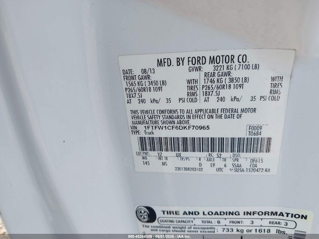1FTFW1CF6DKF70965 2013 FORD F-150 photo no. 9