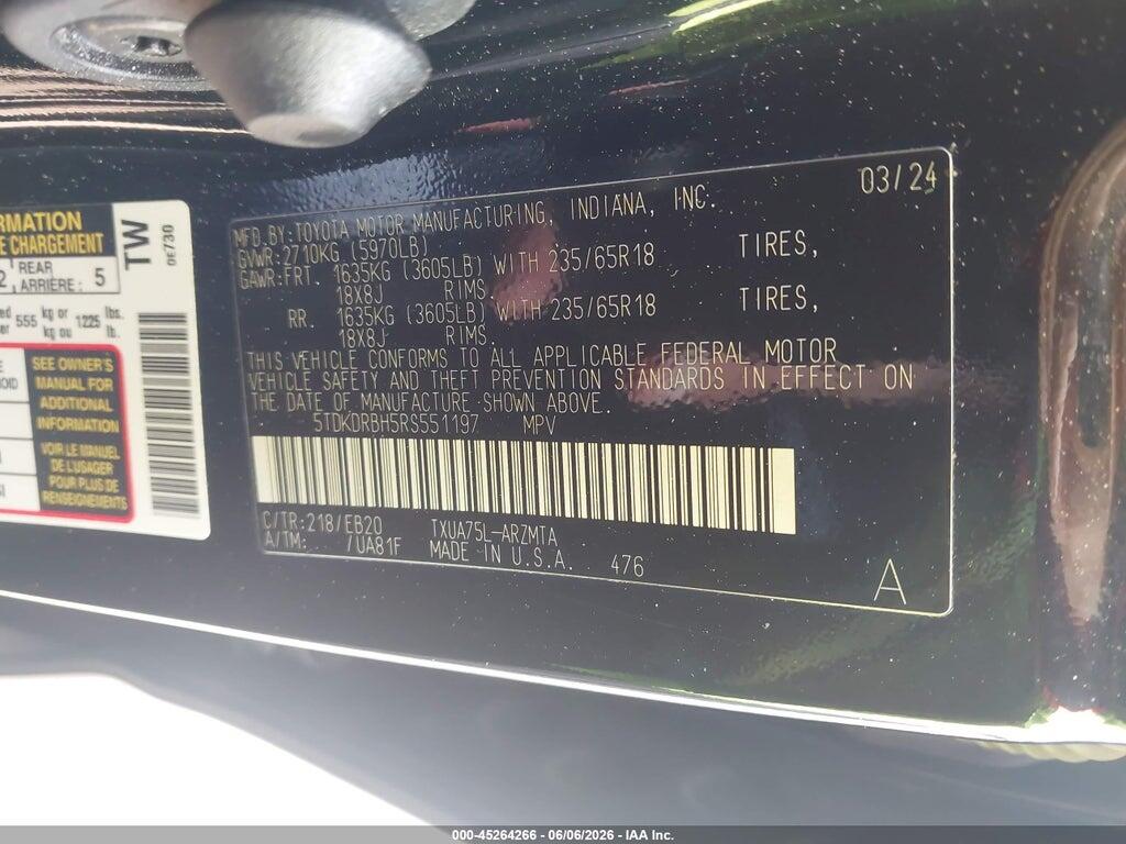 5TDKDRBH5RS551197 2024 TOYOTA HIGHLANDER photo no. 9