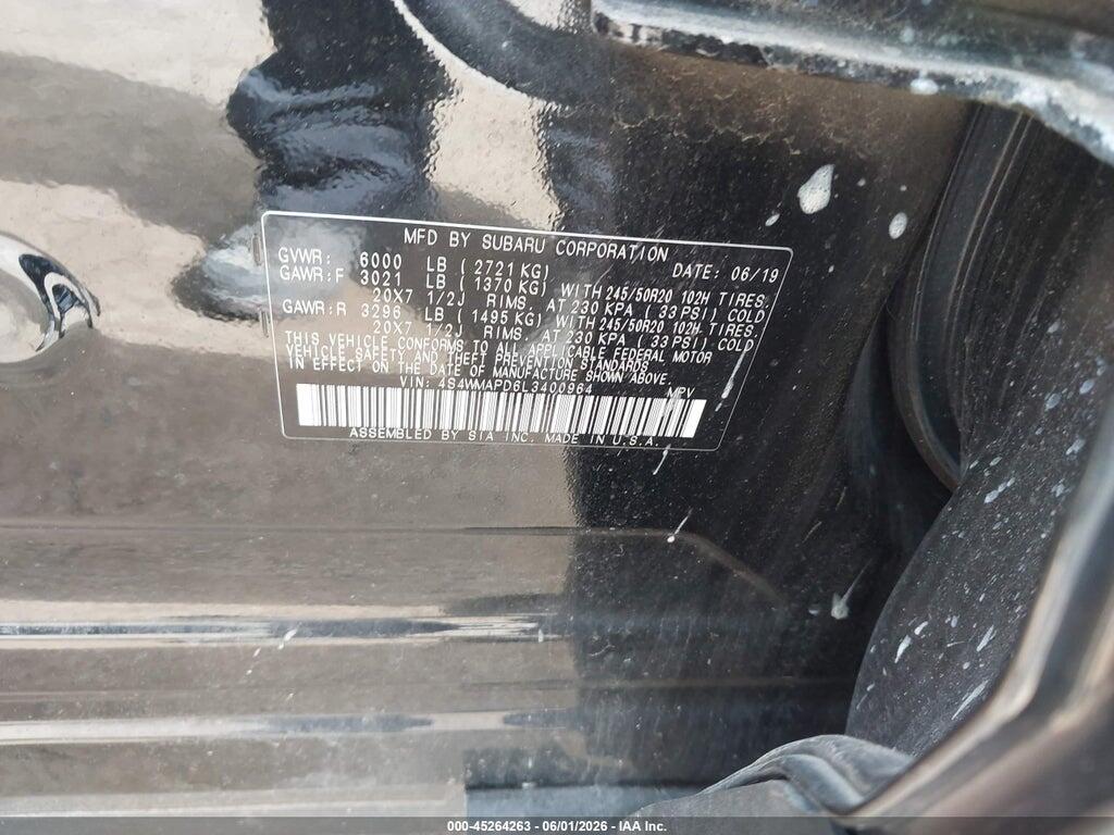 4S4WMAPD6L3400964 2020 SUBARU ASCENT photo no. 9