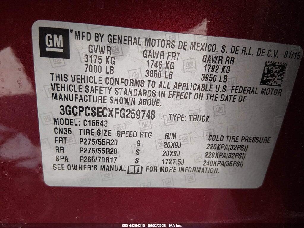 3GCPCSECXFG259748 2015 CHEVROLET SILVERADO 1500 photo no. 9