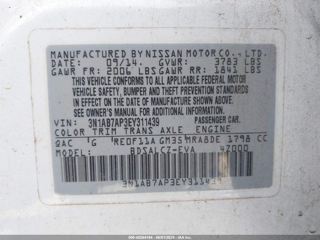 3N1AB7AP3EY311439 2014 NISSAN SENTRA photo no. 9