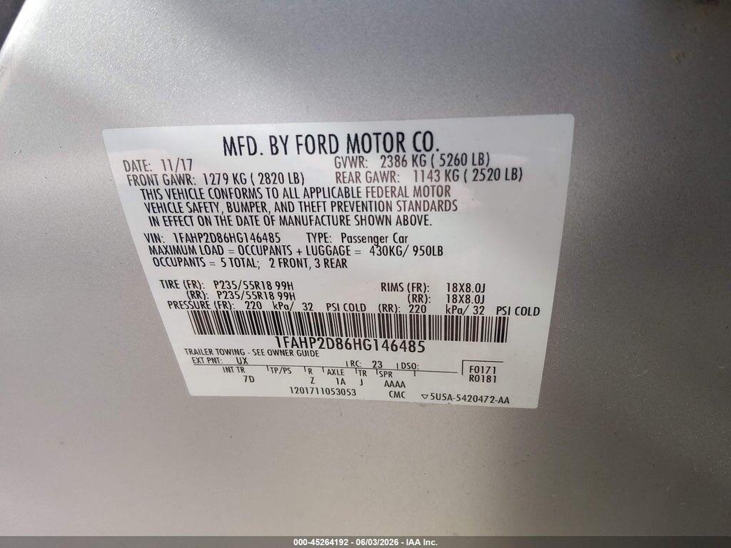 1FAHP2D86HG146485 2017 FORD TAURUS photo no. 9