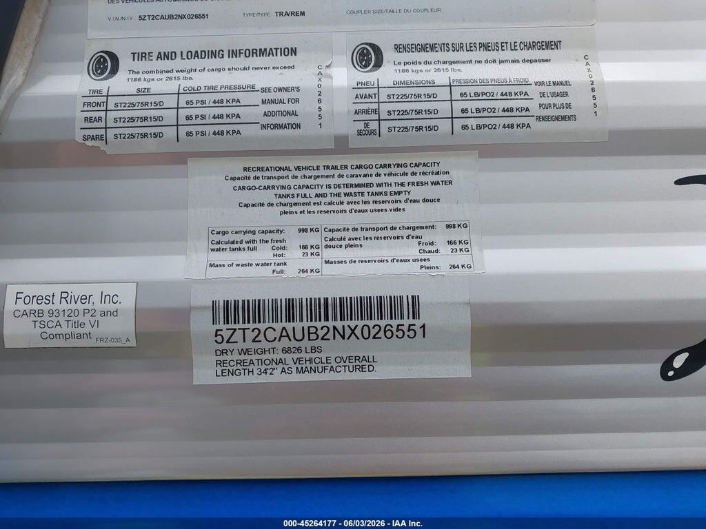 5ZT2CAUB2NX026551 2022 COACHMEN 293QBCK photo no. 9