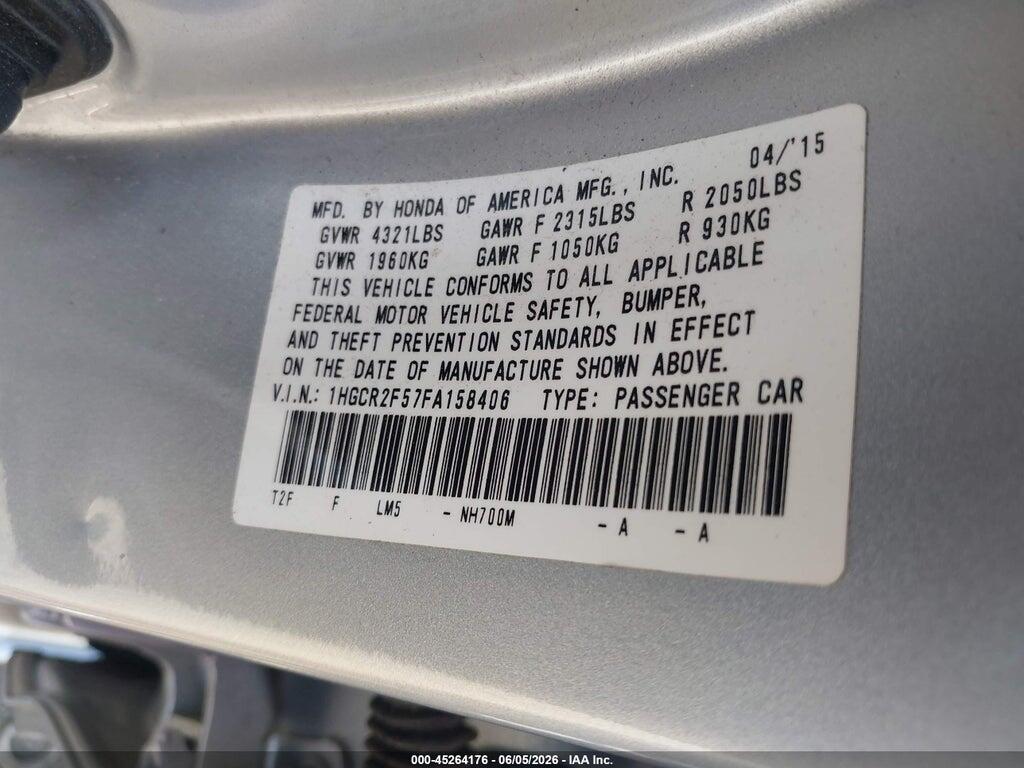 1HGCR2F57FA158406 2015 HONDA ACCORD photo no. 9