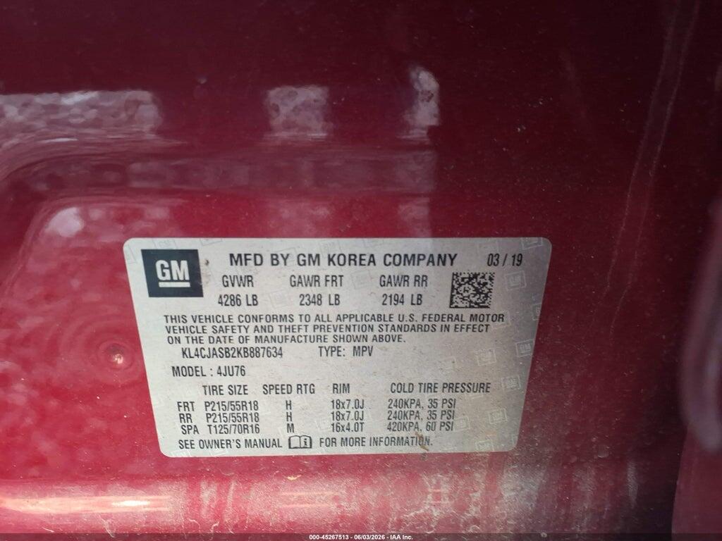 KL4CJASB2KB887634 2019 BUICK ENCORE photo no. 9